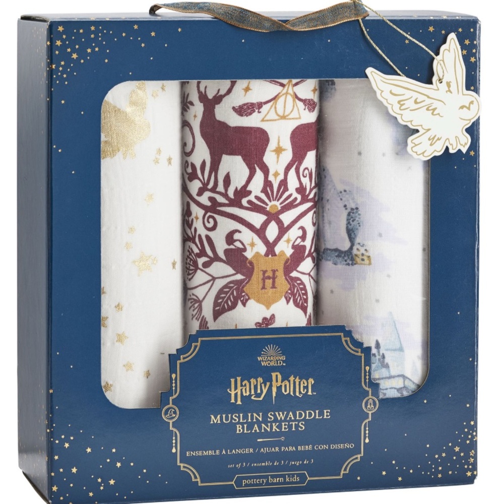 Pottery Barn Kids Harry Potter Swaddle Blanket Set - Red, Gold, White